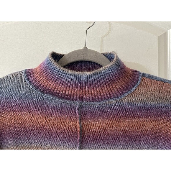 BeachLunchLounge S shadow rainbow stripe wool blend mock neck sweater cozy - Picture 8 of 8